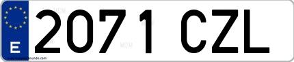 Ejemplo de matrícula española 2071 CZL