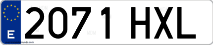 Ejemplo de matrícula de coche ordinaria 2071 HXL