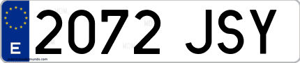 Ejemplo de matrícula de coche ordinaria 2072 JSY