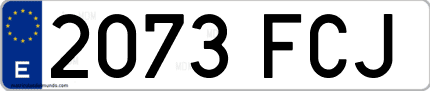 Ejemplo de matrícula de coche ordinaria 2073 FCJ