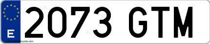 Ejemplo de matrícula de coche ordinaria 2073 GTM