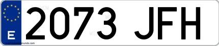 Ejemplo de matrícula española 2073 JFH