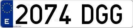 Ejemplo de matrícula española 2074 DGG