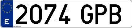 Ejemplo de matrícula española 2074 GPB