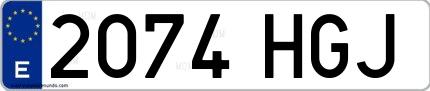 Ejemplo de matrícula española 2074 HGJ