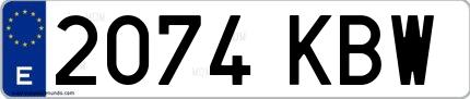 Ejemplo de matrícula española 2074 KBW