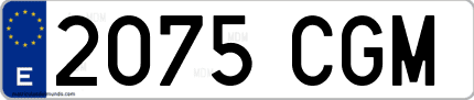 Ejemplo de matrícula de coche ordinaria 2075 CGM