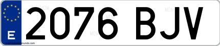 Ejemplo de matrícula española 2076 BJV