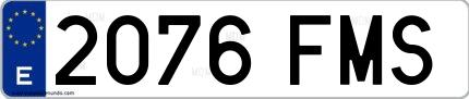 Ejemplo de matrícula española 2076 FMS