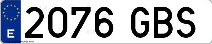 Ejemplo de matrícula española 2076 GBS