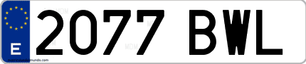 Ejemplo de matrícula de coche ordinaria 2077 BWL