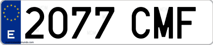 Ejemplo de matrícula de coche ordinaria 2077 CMF