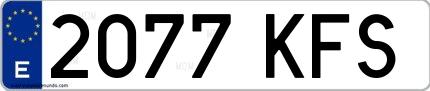 Ejemplo de matrícula española 2077 KFS