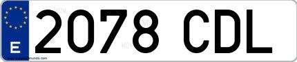 Ejemplo de matrícula española 2078 CDL