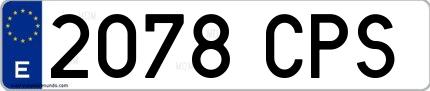Ejemplo de matrícula española 2078 CPS