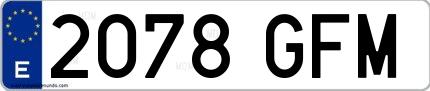 Ejemplo de matrícula española 2078 GFM
