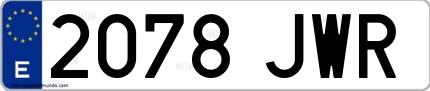 Ejemplo de matrícula española 2078 JWR