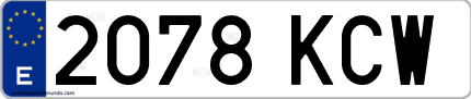 Ejemplo de matrícula de coche ordinaria 2078 KCW