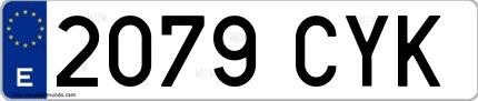 Ejemplo de matrícula española 2079 CYK