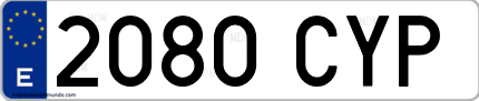 Ejemplo de matrícula de coche ordinaria 2080 CYP