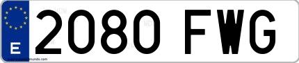 Ejemplo de matrícula española 2080 FWG