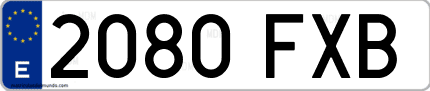 Ejemplo de matrícula de coche ordinaria 2080 FXB