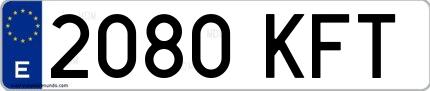Ejemplo de matrícula española 2080 KFT