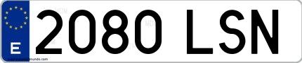 Ejemplo de matrícula española 2080 LSN