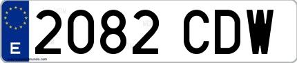 Ejemplo de matrícula española 2082 CDW