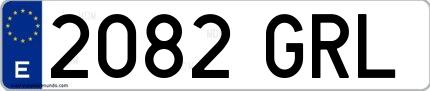 Ejemplo de matrícula española 2082 GRL