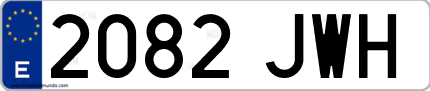 Ejemplo de matrícula de coche ordinaria 2082 JWH