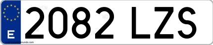 Ejemplo de matrícula española 2082 LZS