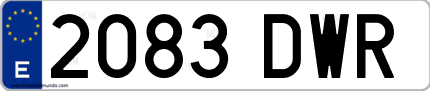Ejemplo de matrícula de coche ordinaria 2083 DWR