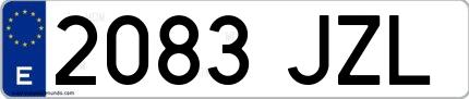 Ejemplo de matrícula española 2083 JZL