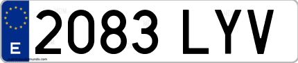 Ejemplo de matrícula de coche ordinaria 2083 LYV