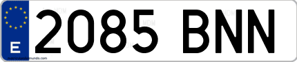 Ejemplo de matrícula de coche ordinaria 2085 BNN