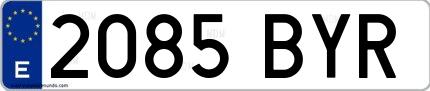 Ejemplo de matrícula española 2085 BYR
