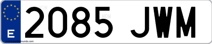 Ejemplo de matrícula de coche ordinaria 2085 JWM
