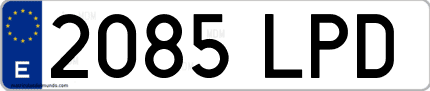 Ejemplo de matrícula de coche ordinaria 2085 LPD
