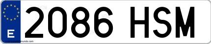 Ejemplo de matrícula española 2086 HSM