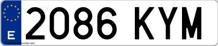 Ejemplo de matrícula española 2086 KYM
