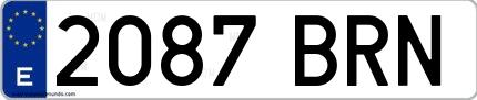 Ejemplo de matrícula española 2087 BRN