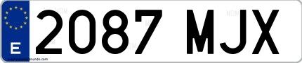 Ejemplo de matrícula española 2087 MJX