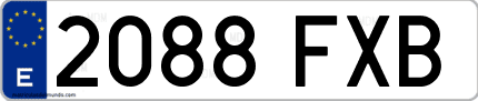 Ejemplo de matrícula de coche ordinaria 2088 FXB