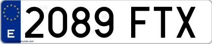 Ejemplo de matrícula española 2089 FTX
