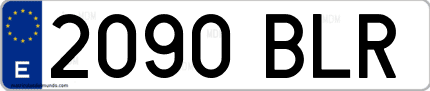 Ejemplo de matrícula de coche ordinaria 2090 BLR