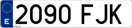 Ejemplo de matrícula española 2090 FJK