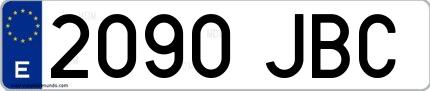 Ejemplo de matrícula española 2090 JBC