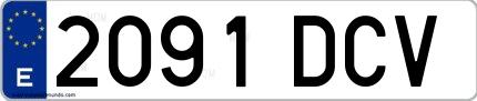 Ejemplo de matrícula española 2091 DCV
