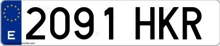 Ejemplo de matrícula española 2091 HKR